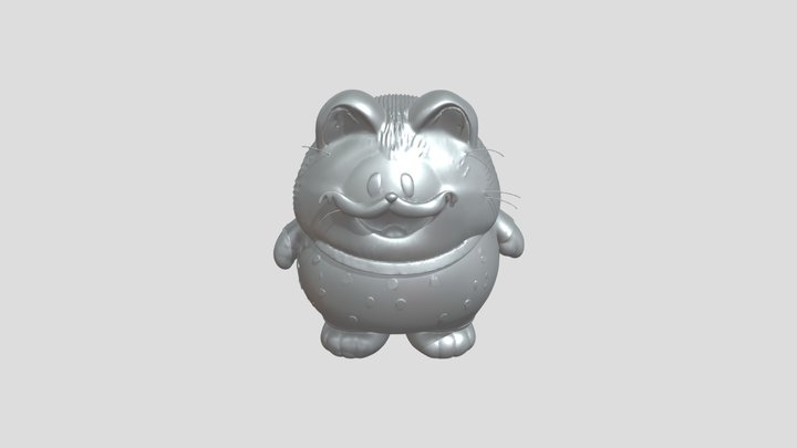 cartoon cat in polka dot shirt 3D Model