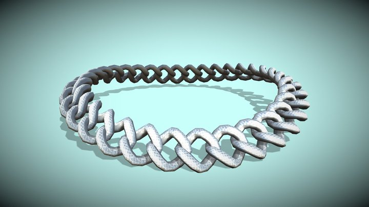Silver Diamond Cut Chain 3D Model