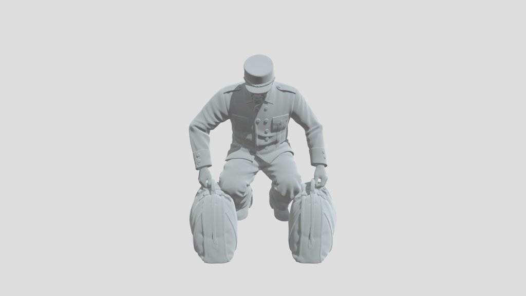 Vintage Train Conductor with Luggage