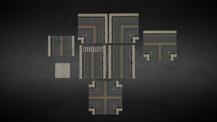 Modular Road Tiles Pack – Urban Street Kit 3D Model