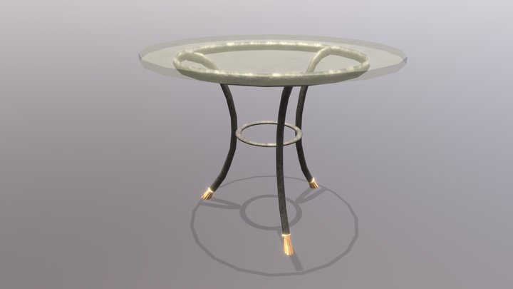 Glass Round Table 17134 Low Poly 3D Model
