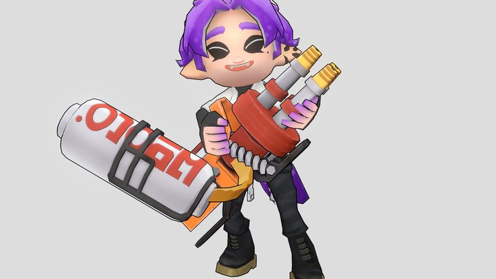 Handpaint Lowpoly OC Character （Pose 06） 3D Model