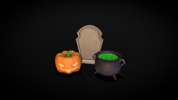 Three Halloween Props 3D Model