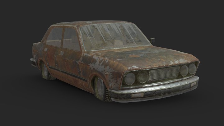 Abandoned Car - Fiat 132 – Free 3D Model STL