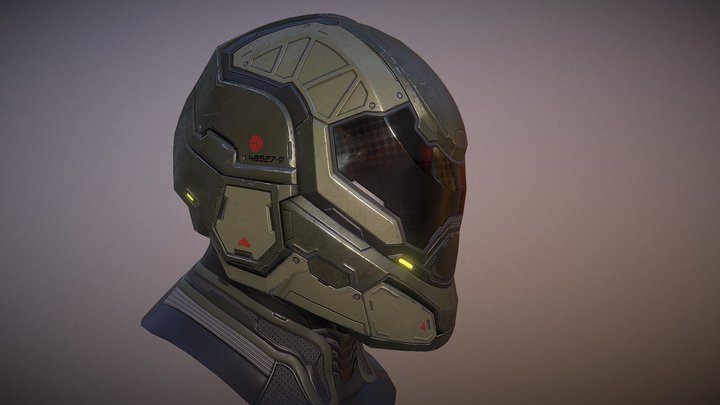 Futuristic Soldier Helmet 3D Model