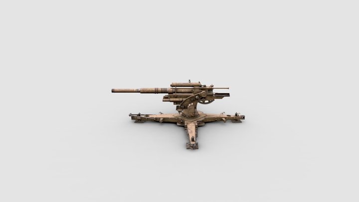 flak_88_gun_down 3D Model