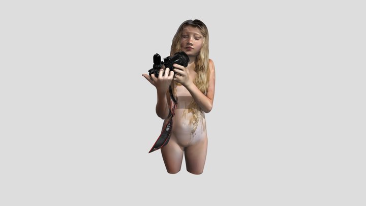 Nude girl holding camera 3D Model