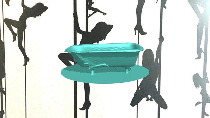 Pole Dancers & Aqua Blue Bath 3D Model