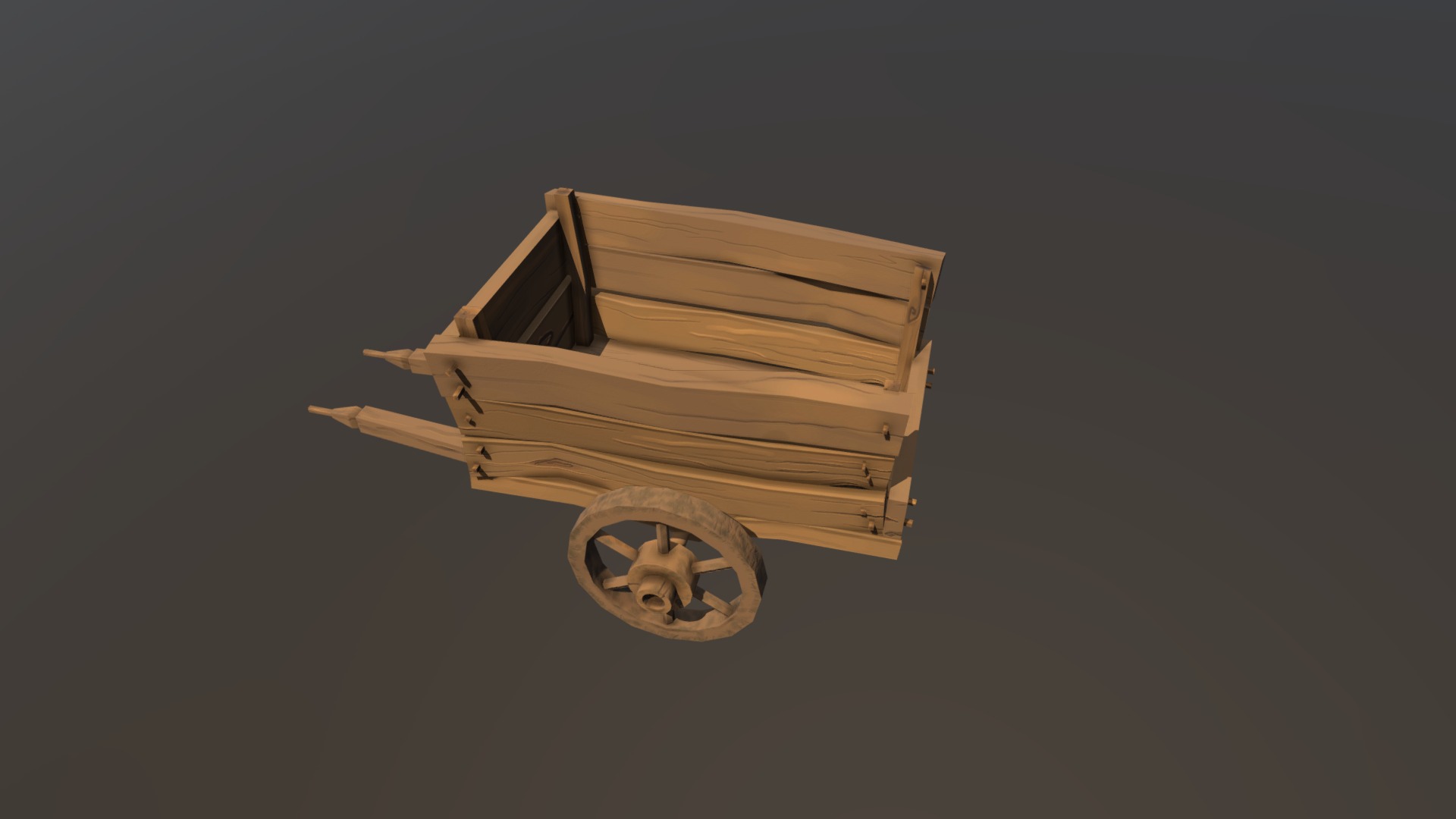 3D model Wooden old cart – hand painted low poly cartoon - This is a 3D model of the Wooden old cart - hand painted low poly cartoon. The 3D model is about a paper fan with a fan.
