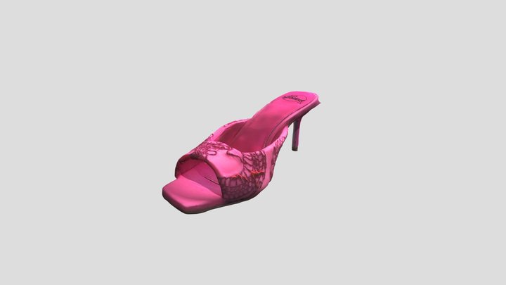A Pink High-heeled Mule With Lace Details粉色高跟鞋子 – Kostenloses 3D-Modell STL
