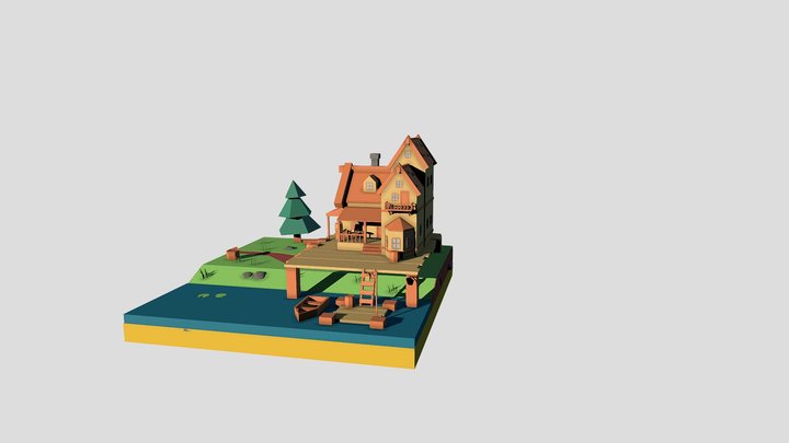 House near water 3D Model