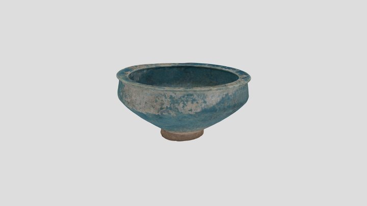 青緑釉鉢 bowl; frit body with a turquoise glaze 3D Model