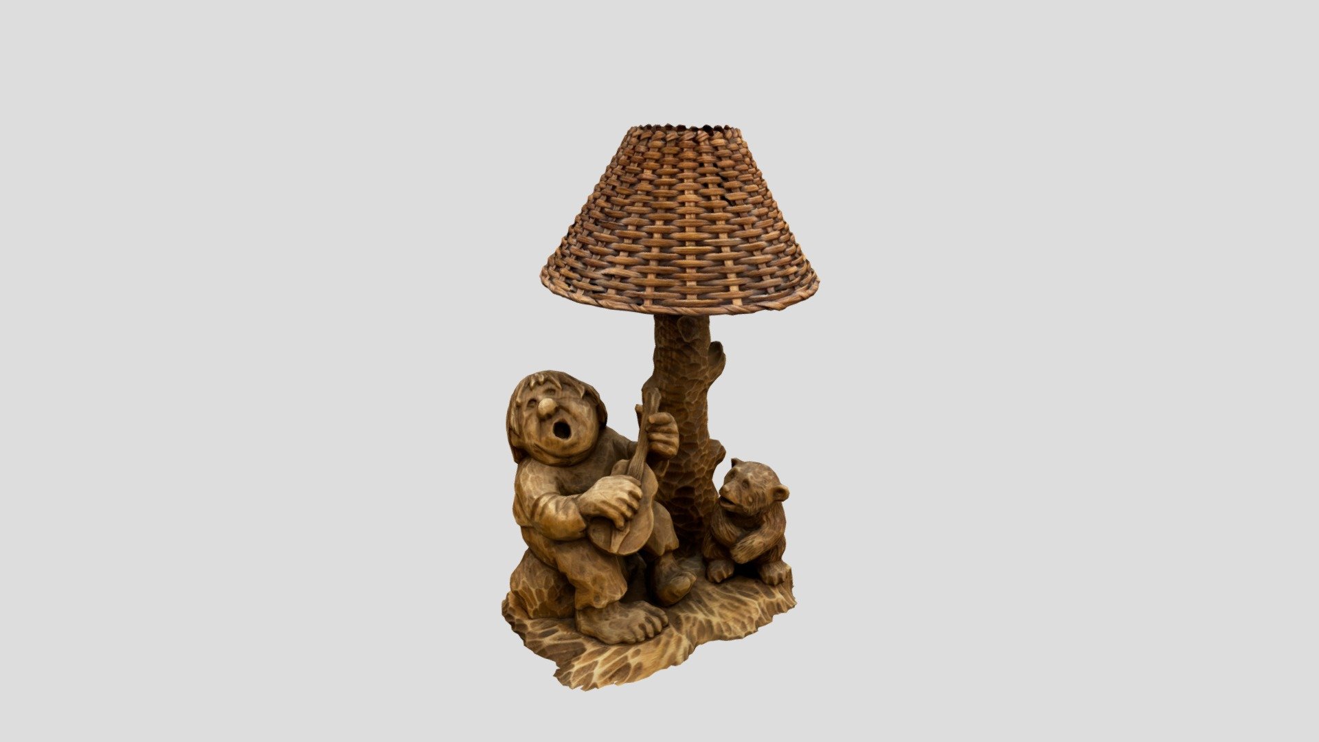 Lampe med bjørn og trubadur