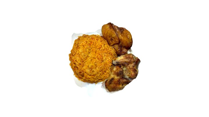 Jollof rice, chicken and plantain 3D Model
