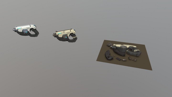Damaged pulse pistols scene 3D Model