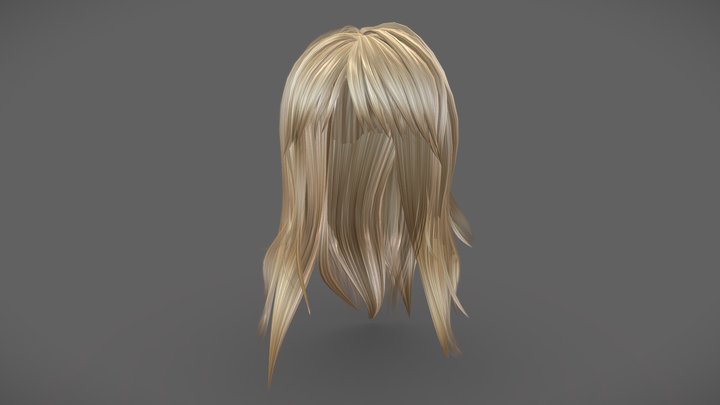 Blonde Savi Front Bangs Long Female Hair 3D Model