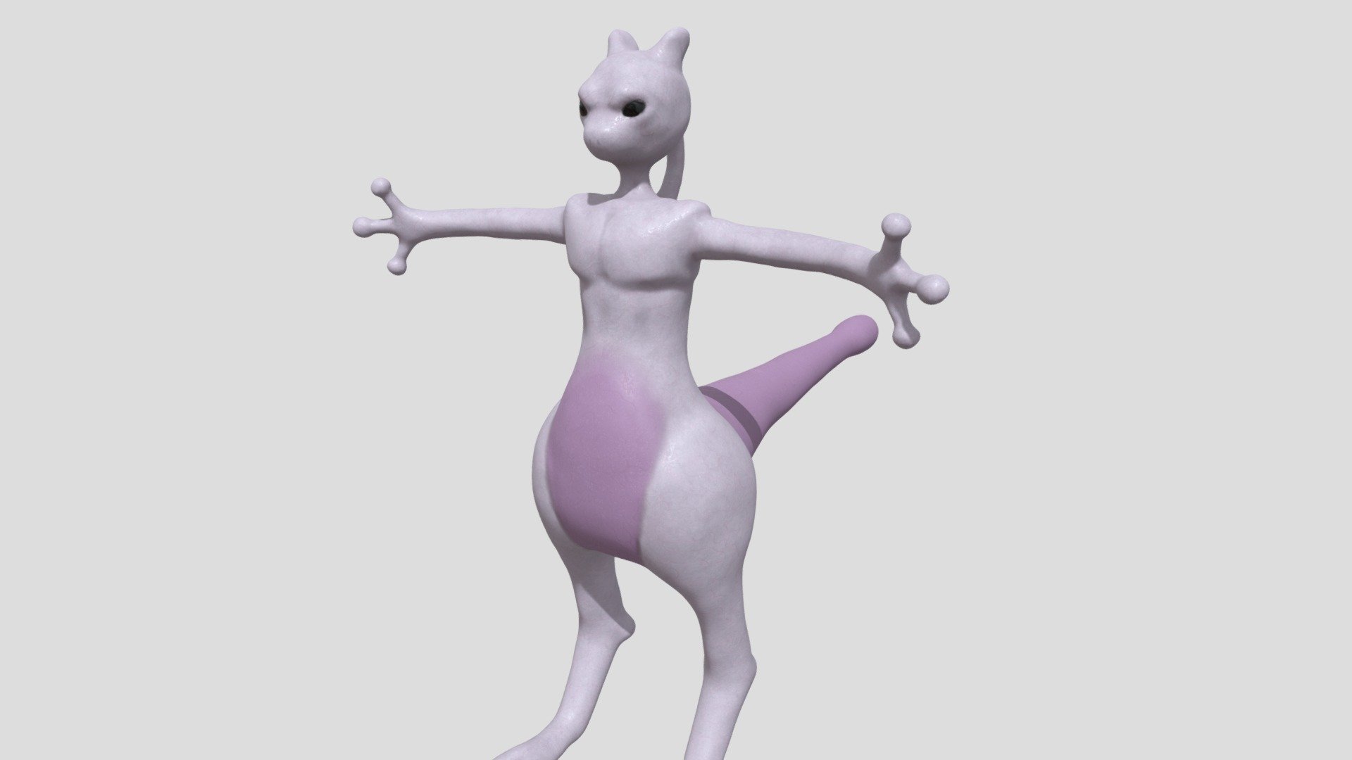 Model and texture of the pokemon Mewtwo in T-pose - Mewtwo - 3D model by bl...