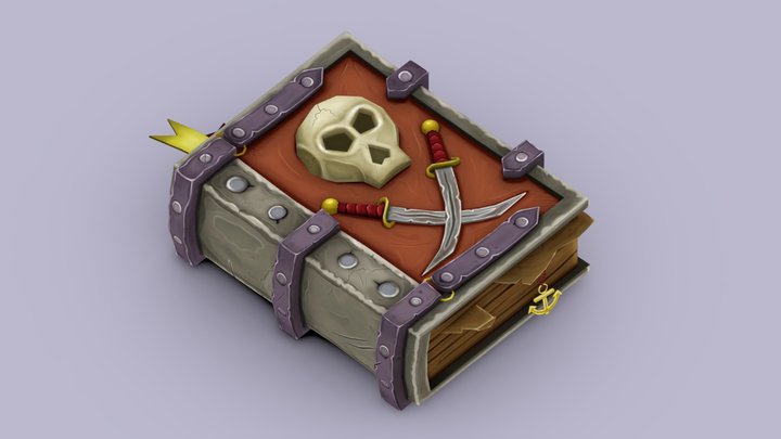 Book - Pirate Codex [lowpoly/handpaint] 3D Model
