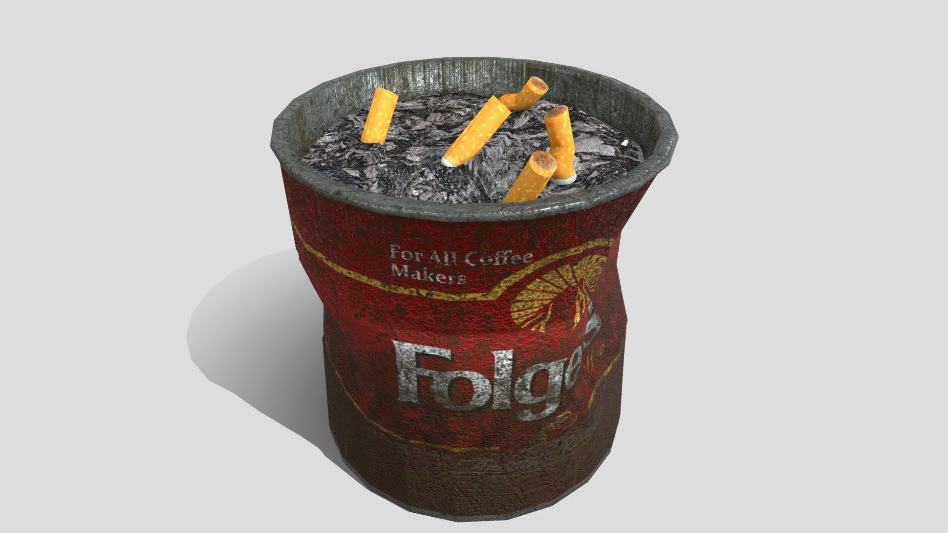 Coffee Tin with Cigerette Butts