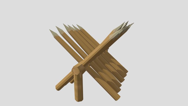 Wooden Spike Fence 3D Model