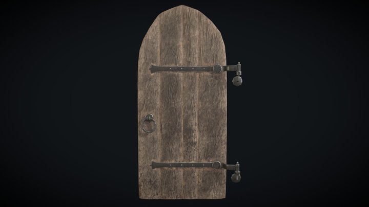 Medieval Wooden Door 3D Model