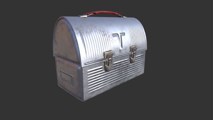 Metal Lunch Box with Thermos 3D model