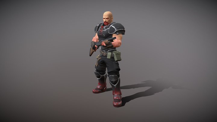 Doom Shotgun Guy - Low-Poly 3D Model