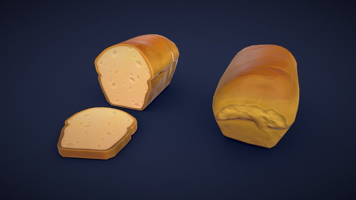 Stylized White Bread - Low Poly 3D Model