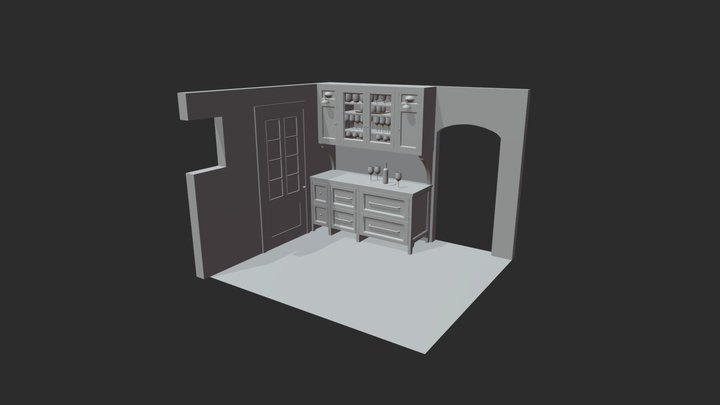 Interior Cabinet Scene 3D Model