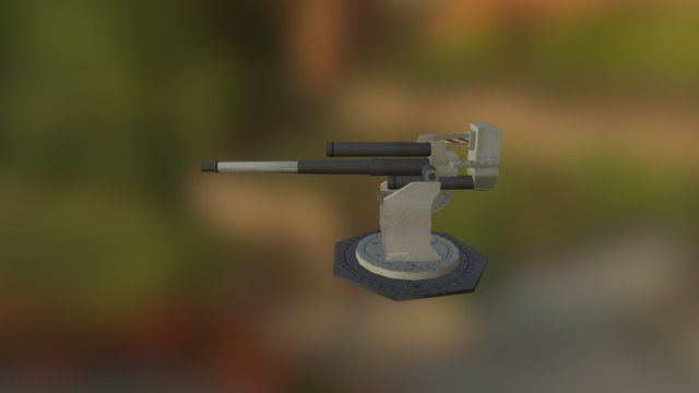 LowPoly 3.7" Anti Aircraft Turret 3D Model