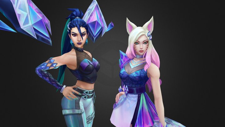 K/DA ALL OUT Kai'sa and Ahri 3D Model