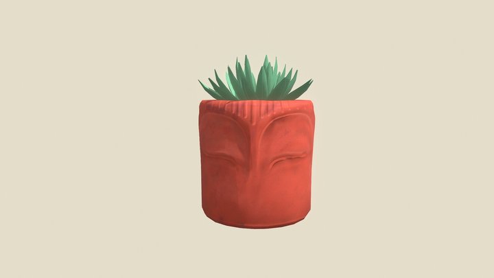 Lovely succulent flower pot 3D Model