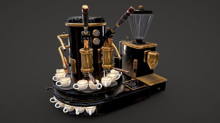Vintage Espresso Machine 3D Model