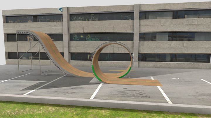 Tony Hawk's Loop Ramp (low poly game asset) 3D Model