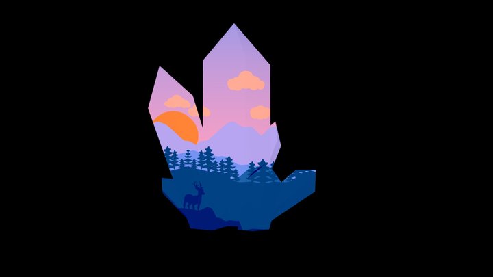 Landscape Crystal | Stylized Vertex-painted 3D Model