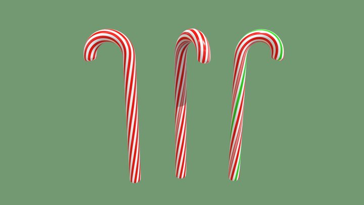 christmas candy cane 3D Model in Sweets 3DExport