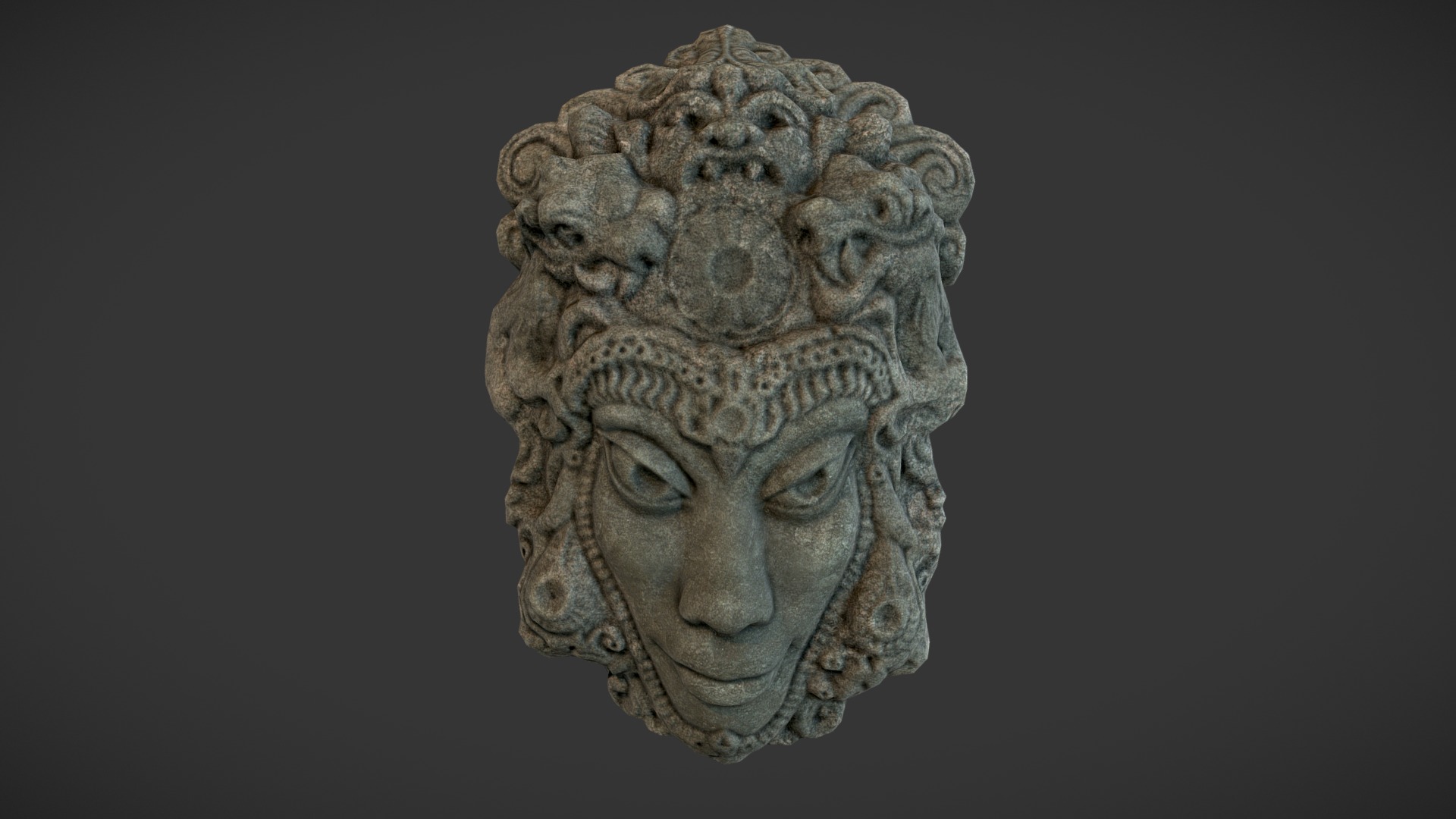 3D model Mayan Tribal Mask - This is a 3D model of the Mayan Tribal Mask. The 3D model is about a stone sculpture of a lion.