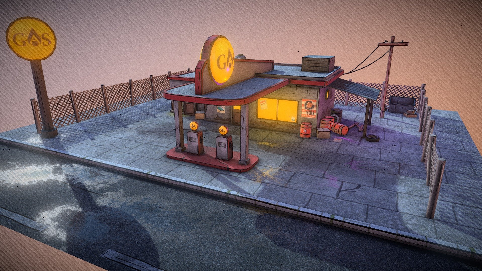 Gas Station - 3D model by Furqan Adil (@furqanadil) [4138bd2] - Sketchfab