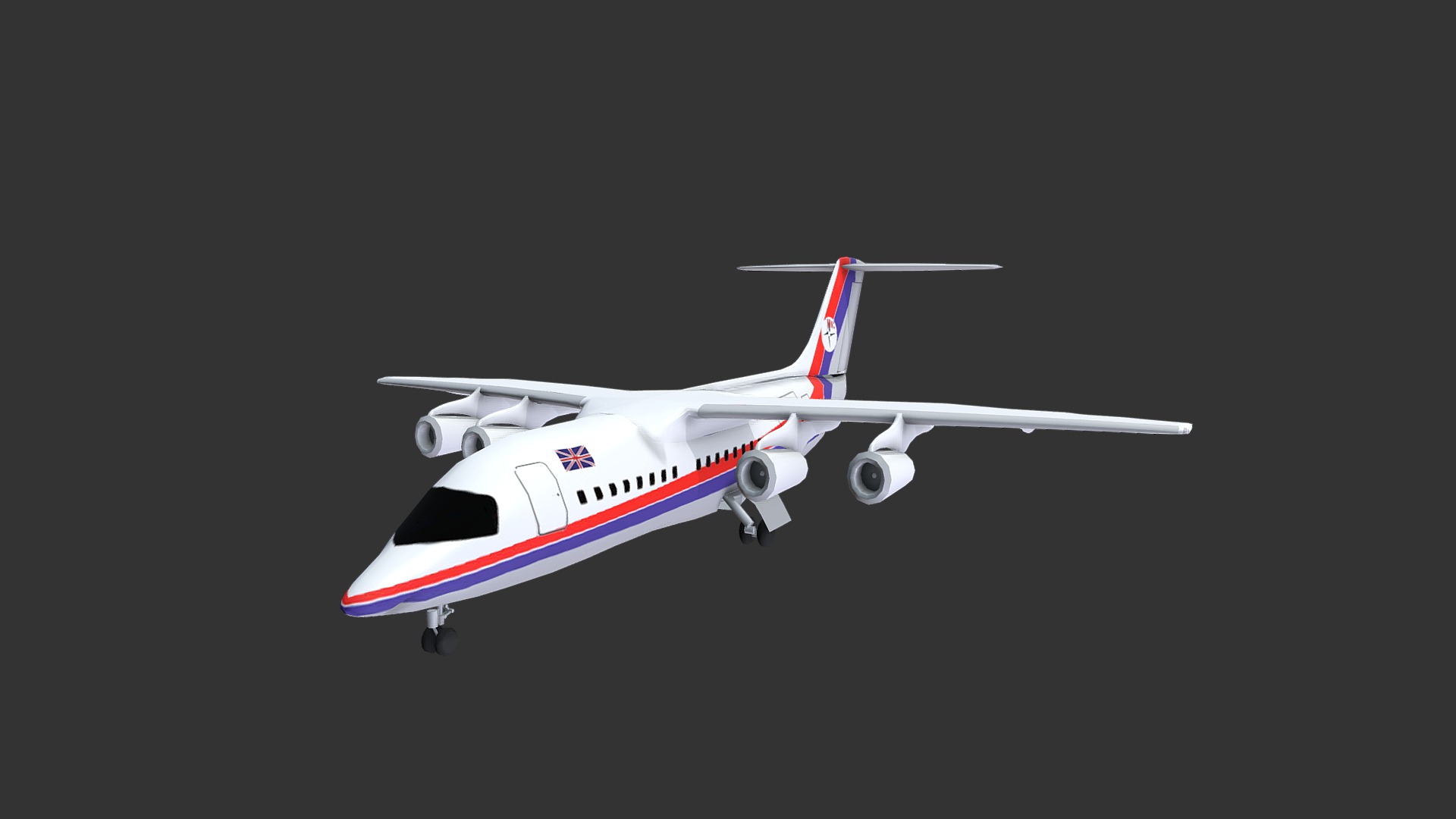 3D model B146 - This is a 3D model of the B146. The 3D model is about a white and red airplane.