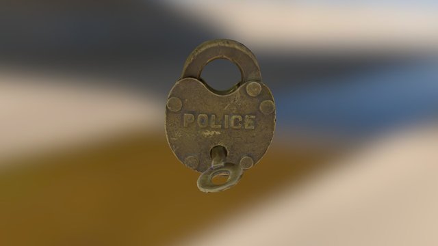 Low Poly Antique Brass Police Lock 3D Model