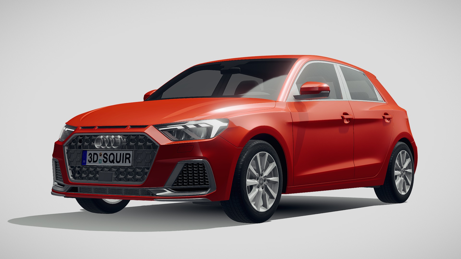 3D model Audi A1 2019 - This is a 3D model of the Audi A1 2019. The 3D model is about a red car with a white background.