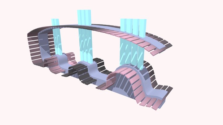 Barbet - Public Space Bench (Decentraland) 3D Model