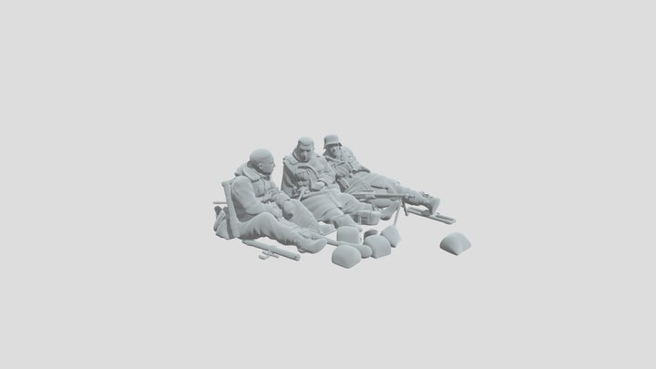 Three Soldiers in Camouflage 3D Model