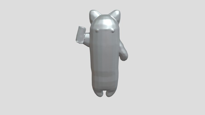Cat plush toy with beer design 3D Model