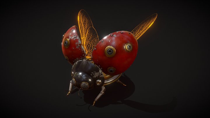 Ladybug steampunk animated 3D Model