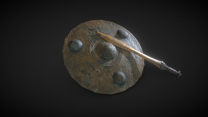 Bronze Age Germanic Sword and Shield 3D Model