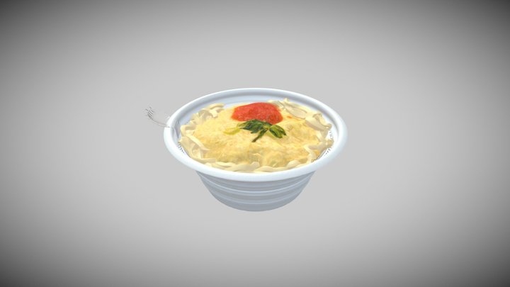お出汁のきいた明太かき玉うどん【蓋なし】 3D Model