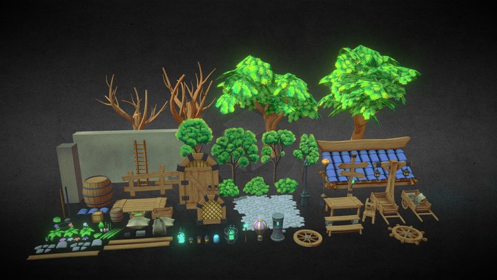 Low poly Game ready Medieval asset pack 3D Model