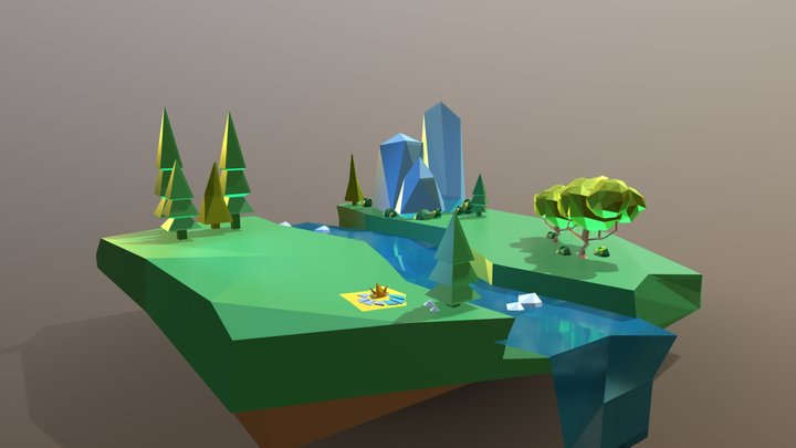 Bosque de la calma : Un Viaje Visual en Low Poly 3D Model