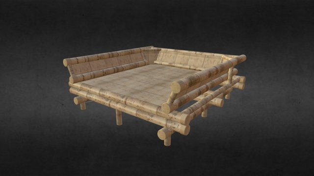 Kursi Sofa Persegi (Loreng) 3D Model